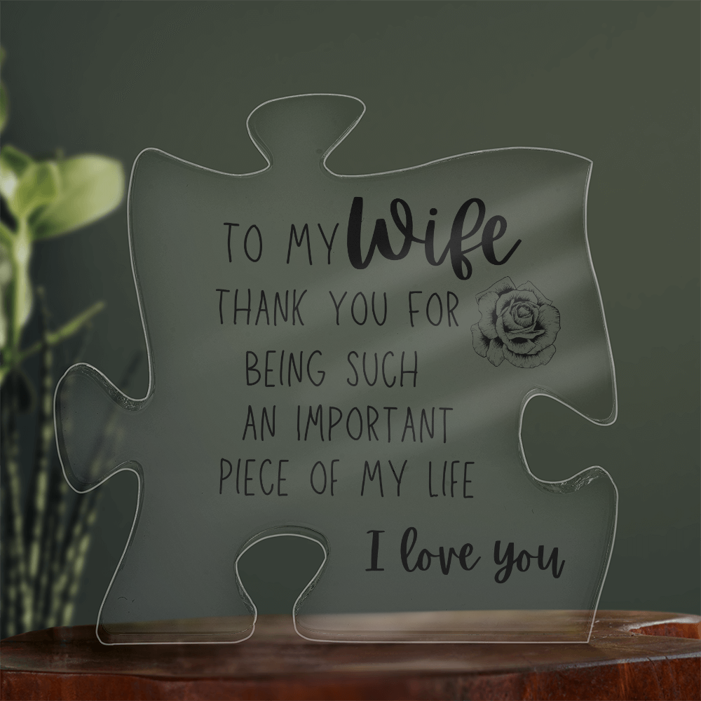 To My Wife - Printed Acrylic Puzzle Plaque
