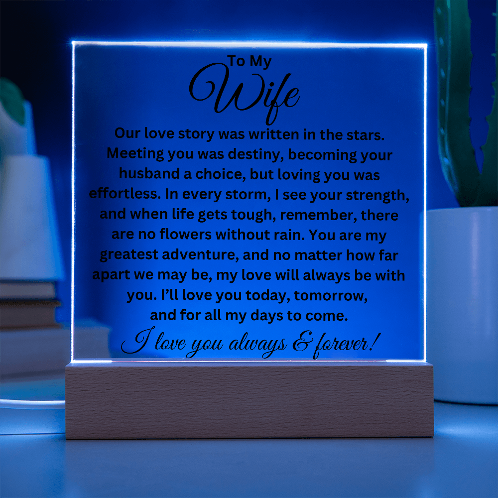 To My Wife - Love Story - Printed Square Acrylic Plaque