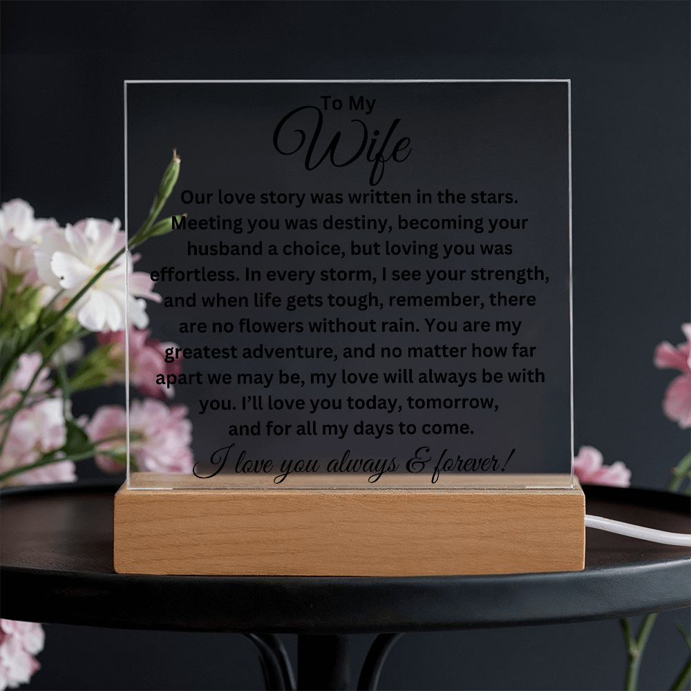 To My Wife - Love Story - Printed Square Acrylic Plaque