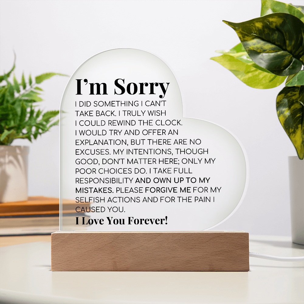 Apology Gift For Her - Printed Heart Acrylic Plaque