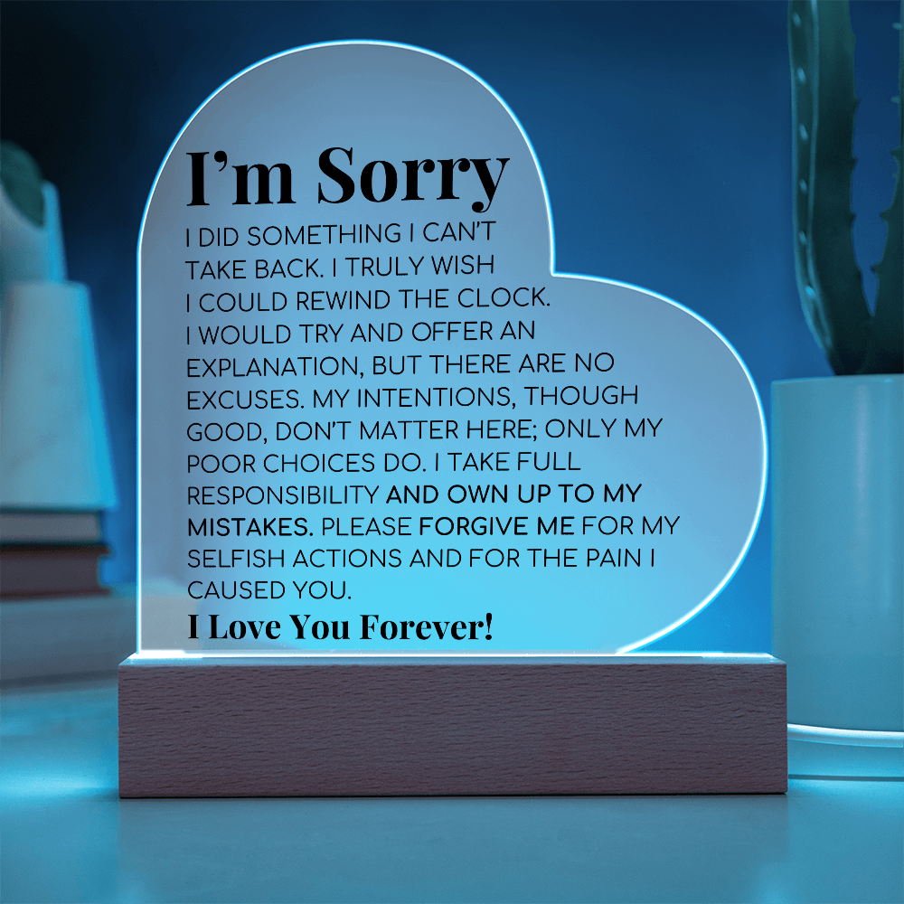 Apology Gift For Her - Printed Heart Acrylic Plaque
