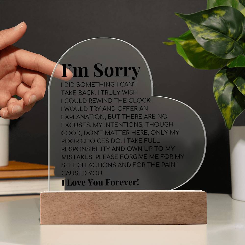 Apology Gift For Her - Printed Heart Acrylic Plaque