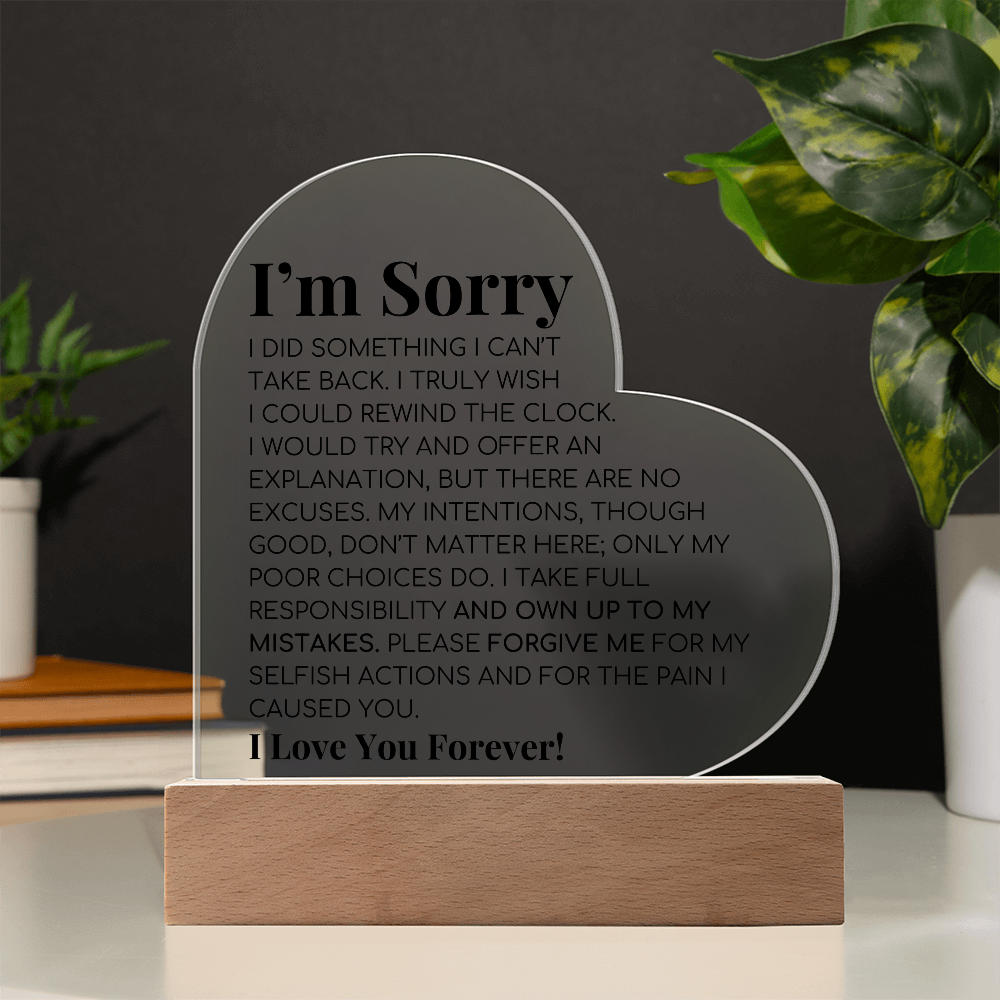 Apology Gift For Her - Printed Heart Acrylic Plaque