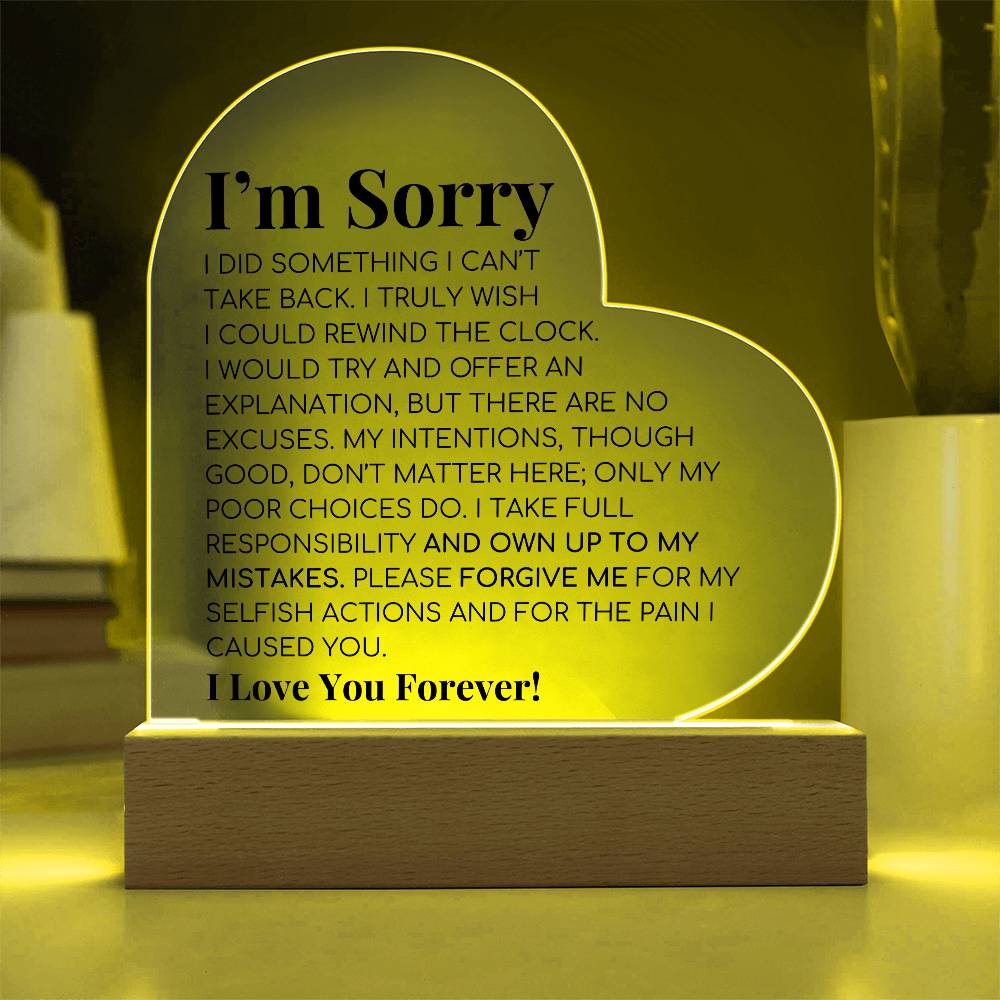 Apology Gift For Her - Printed Heart Acrylic Plaque