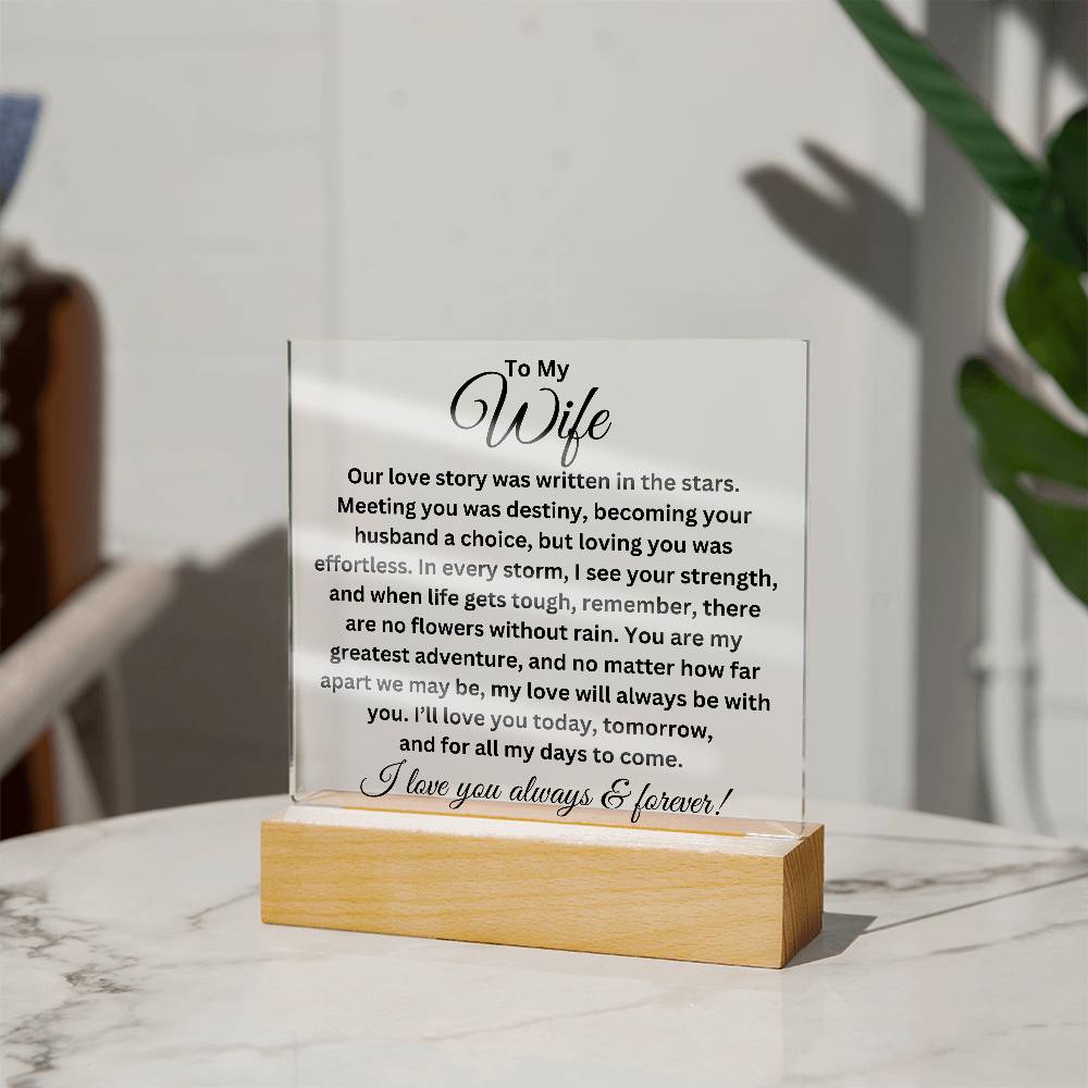 To My Wife - Love Story - Printed Square Acrylic Plaque
