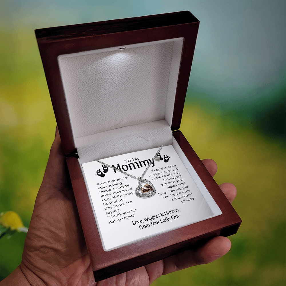 To My Mommy - Baby Feet Heart Necklace