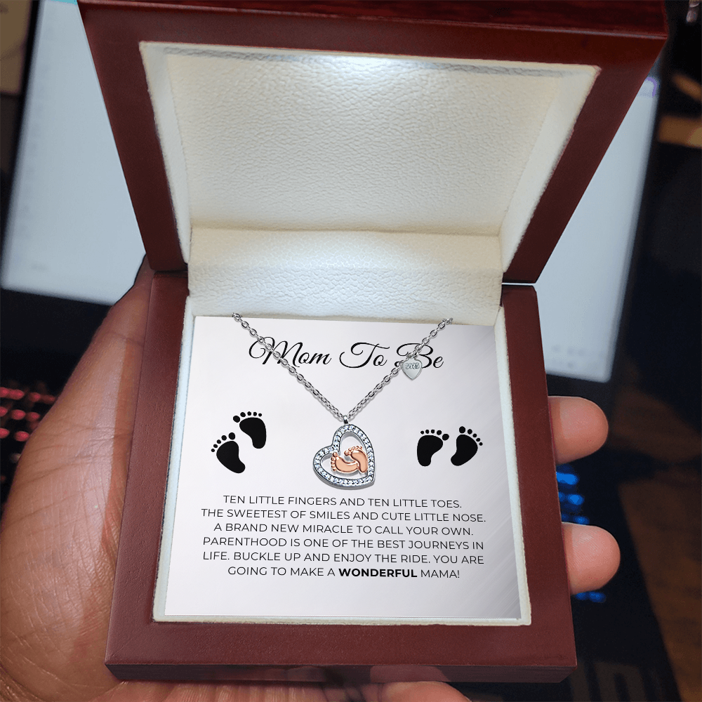 Mom To Be - Baby Feet Heart Necklace