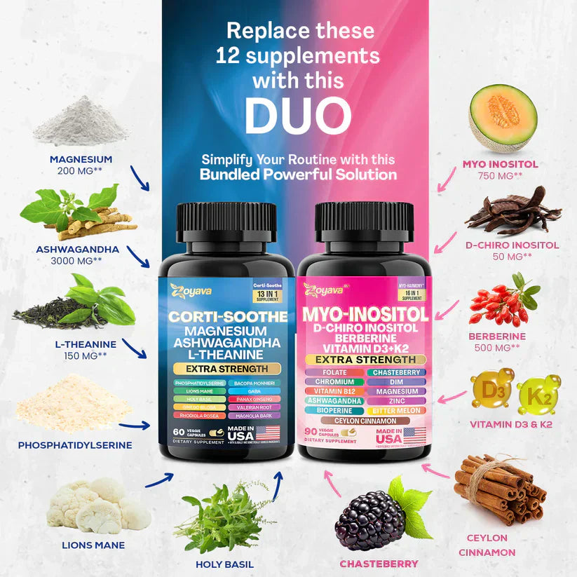 Magic Duo Bundle: Cortisol Support 60 & Myo-Inositol 90 Capsules