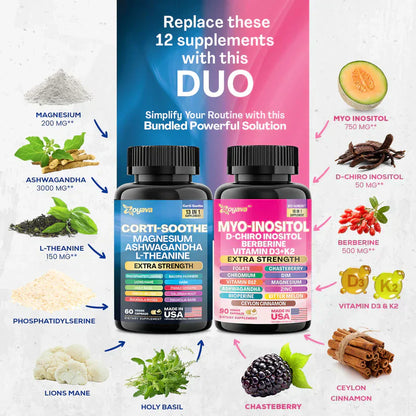 Magic Duo Bundle: Cortisol Support 60 & Myo-Inositol 90 Capsules