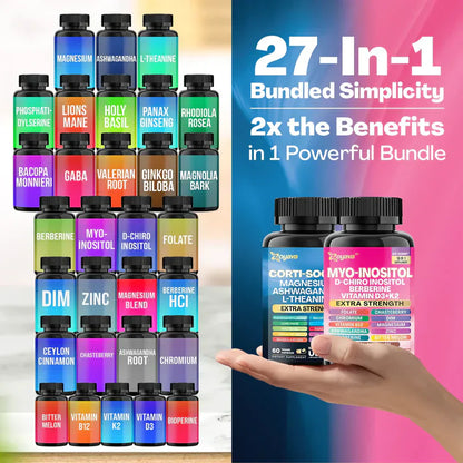 Magic Duo Bundle: Cortisol Support 60 & Myo-Inositol 90 Capsules