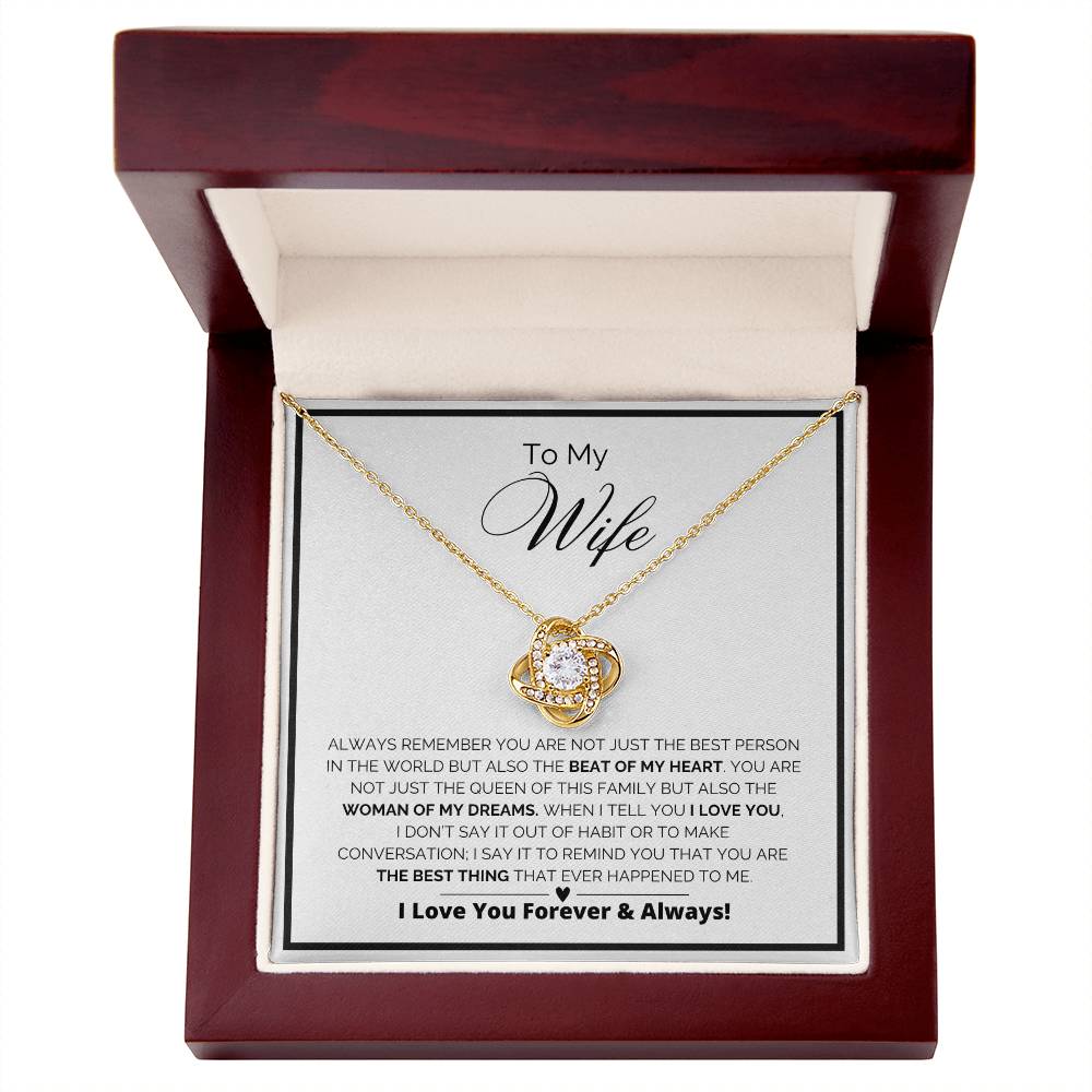 To My Wife - The Beat Of My Heart - Love Knot Necklace