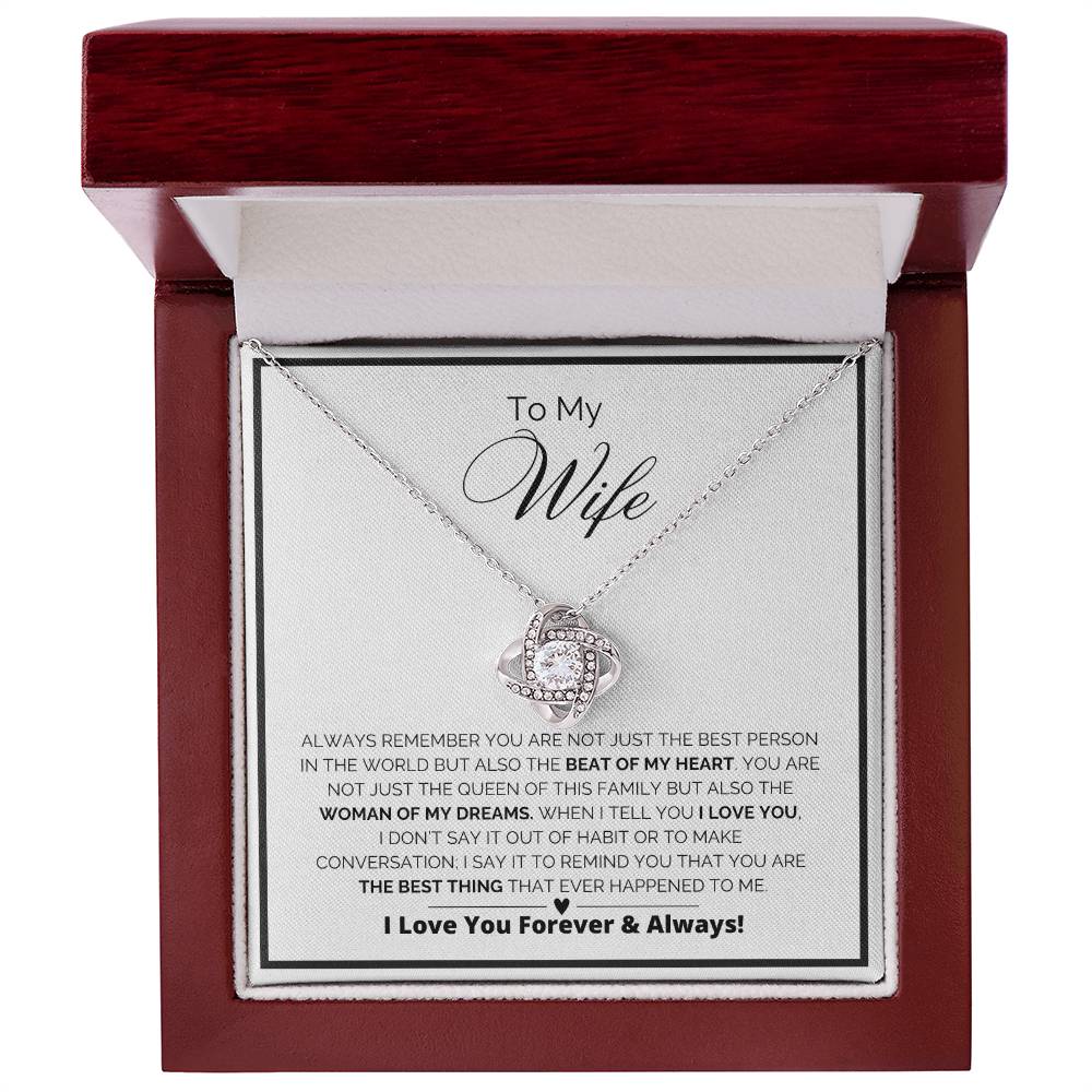 To My Wife - The Beat Of My Heart - Love Knot Necklace
