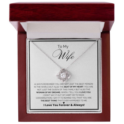 To My Wife - The Beat Of My Heart - Love Knot Necklace