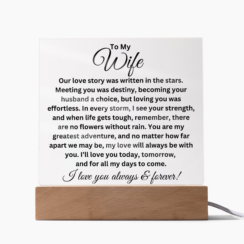 To My Wife - Love Story - Printed Square Acrylic Plaque