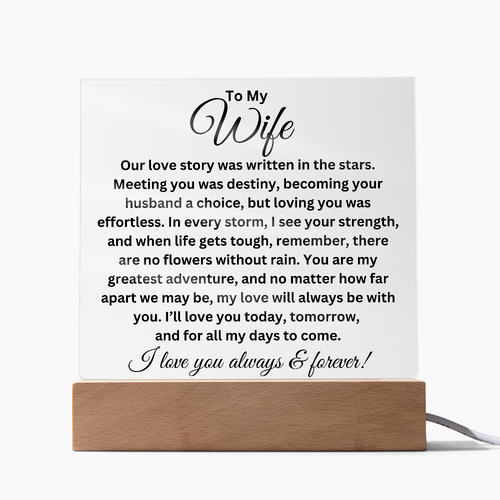 To My Wife - Love Story - Printed Square Acrylic Plaque