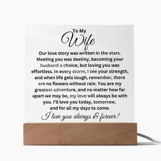 To My Wife - Love Story - Printed Square Acrylic Plaque