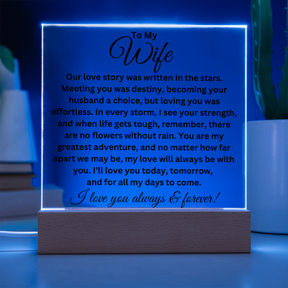 To My Wife - Love Story - Printed Square Acrylic Plaque