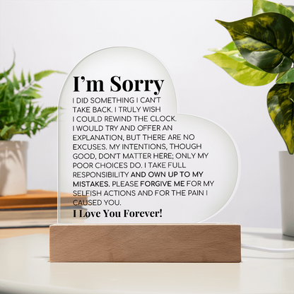 Apology Gift For Her - Printed Heart Acrylic Plaque