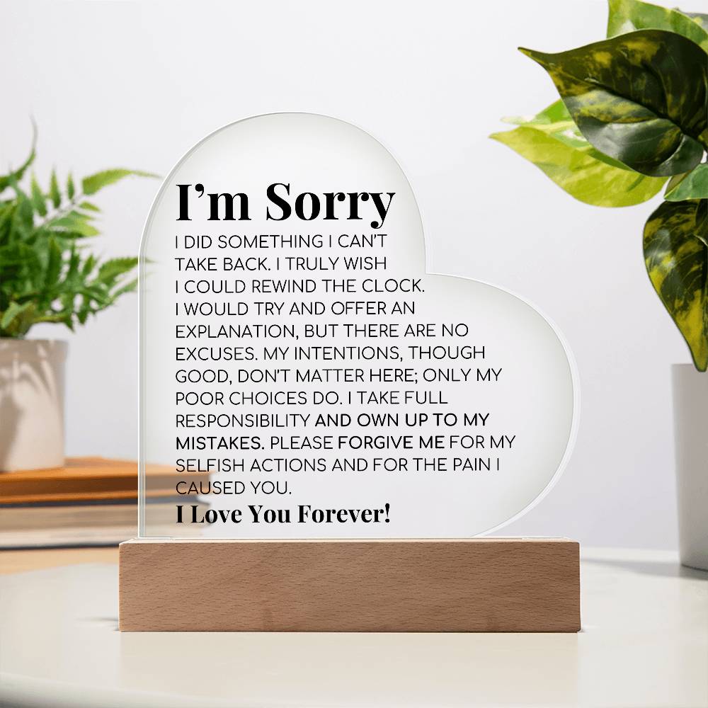 Apology Gift For Her - Printed Heart Acrylic Plaque