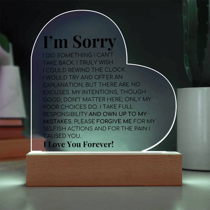 Apology Gift For Her - Printed Heart Acrylic Plaque