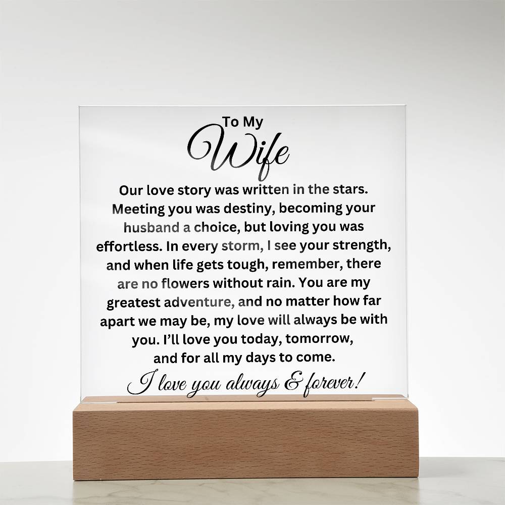 To My Wife - Love Story - Printed Square Acrylic Plaque