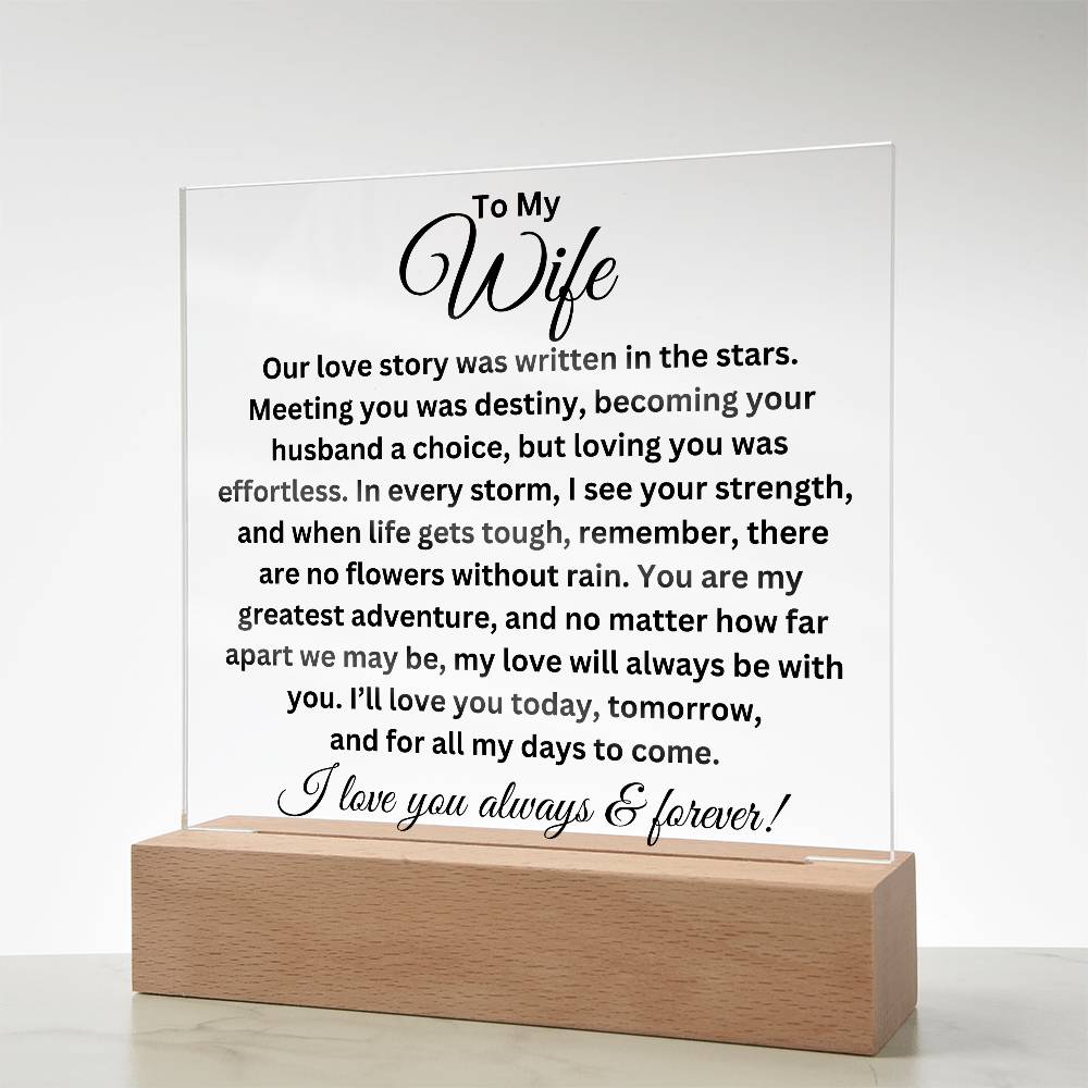 To My Wife - Love Story - Printed Square Acrylic Plaque