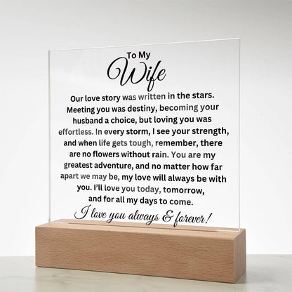 To My Wife - Love Story - Printed Square Acrylic Plaque