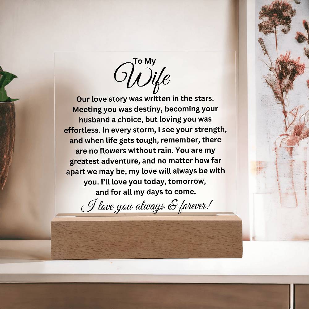 To My Wife - Love Story - Printed Square Acrylic Plaque