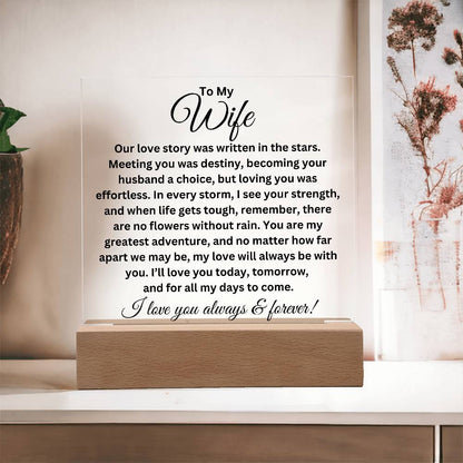 To My Wife - Love Story - Printed Square Acrylic Plaque