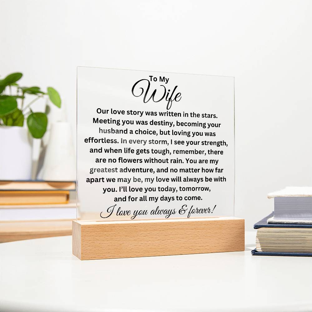 To My Wife - Love Story - Printed Square Acrylic Plaque