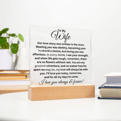 To My Wife - Love Story - Printed Square Acrylic Plaque