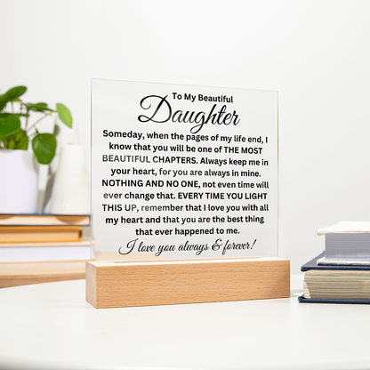 To My Beautiful Daughter - Printed Square Acrylic Plaque