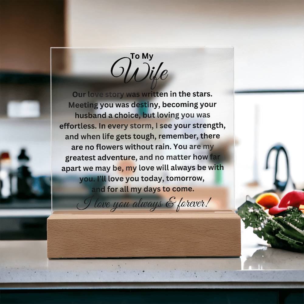 To My Wife - Love Story - Printed Square Acrylic Plaque