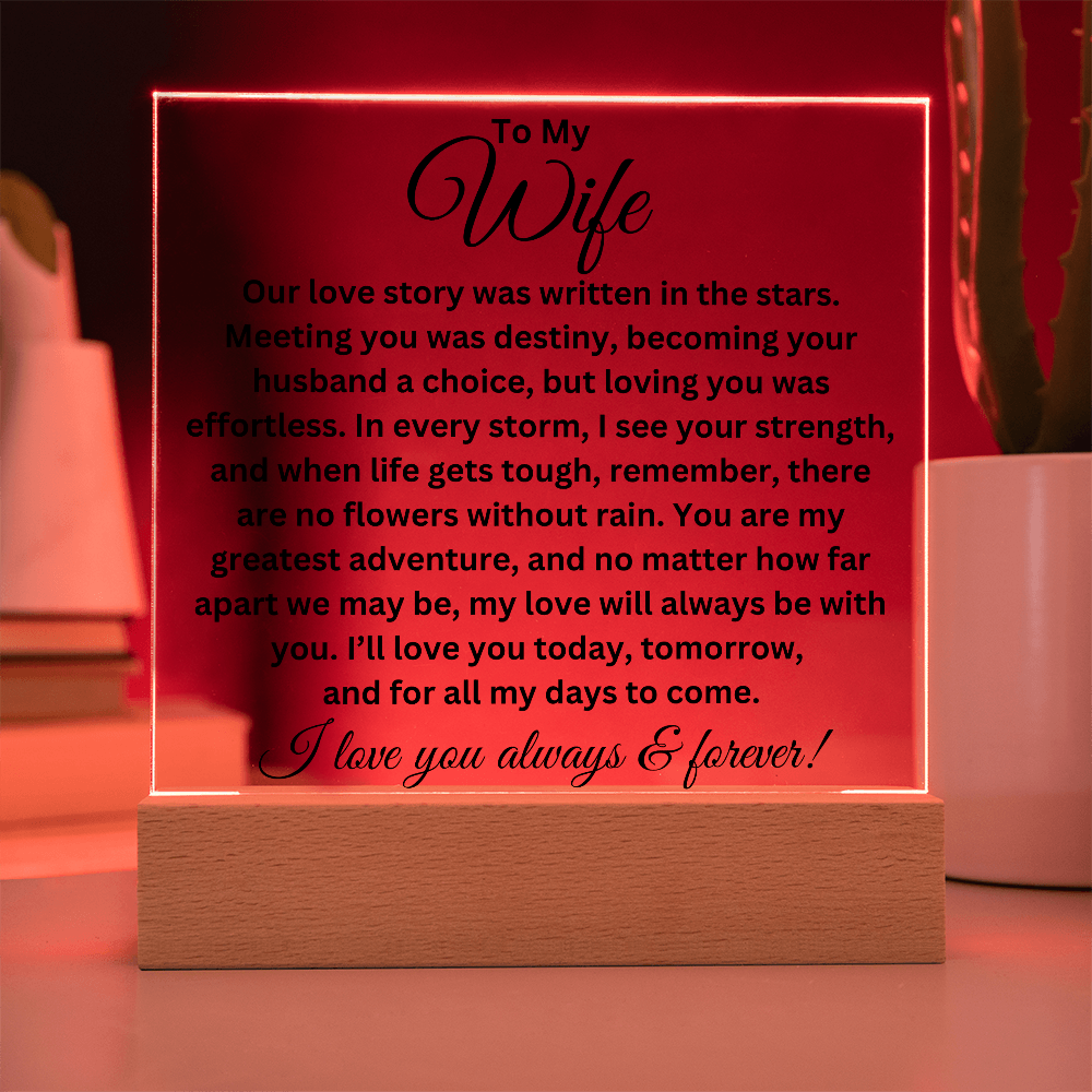 To My Wife - Love Story - Printed Square Acrylic Plaque
