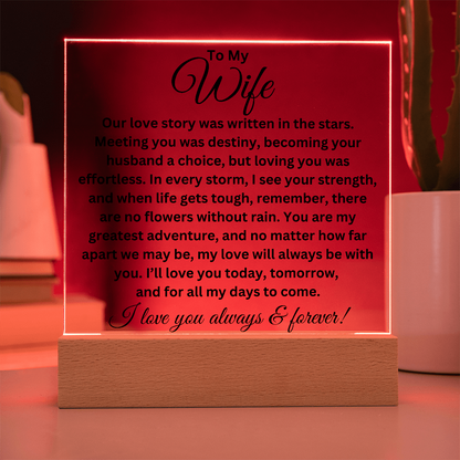 To My Wife - Love Story - Printed Square Acrylic Plaque