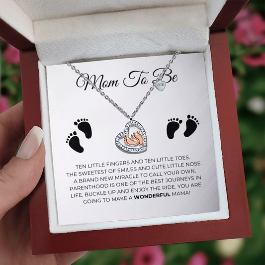 Mom To Be - Baby Feet Heart Necklace