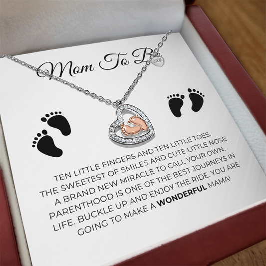 Mama To Be - Baby Feet Heart Necklace