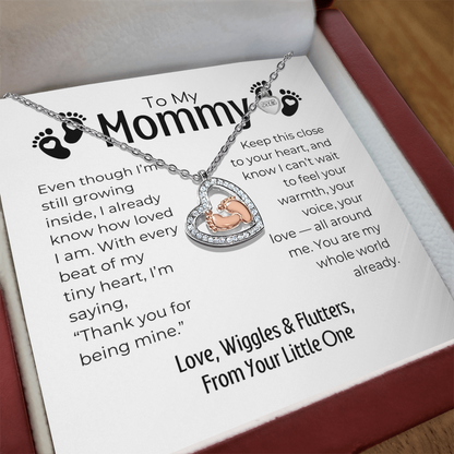 To My Mommy - Baby Feet Heart Necklace