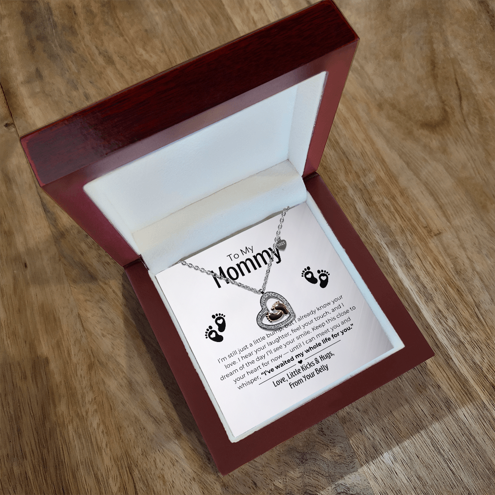 To My Mommy - Baby Feet Heart Necklace