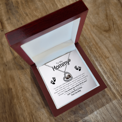 To My Mommy - Baby Feet Heart Necklace