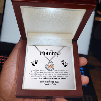 To My Mommy - Baby Feet Heart Necklace
