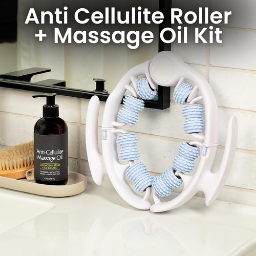 Anti Cellulite Roller + Massage Oil Kit