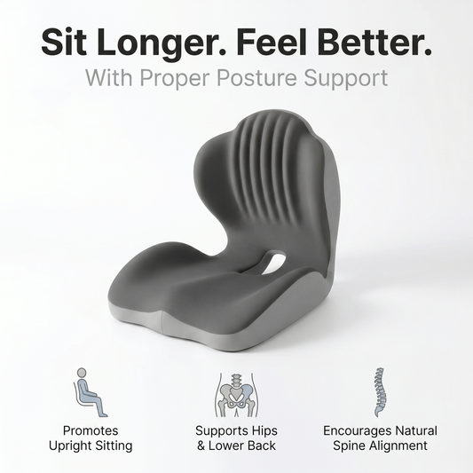 Ergonomic Back Support Seat Cushion - Stay Supported Through 8+ Hour Sitting Days